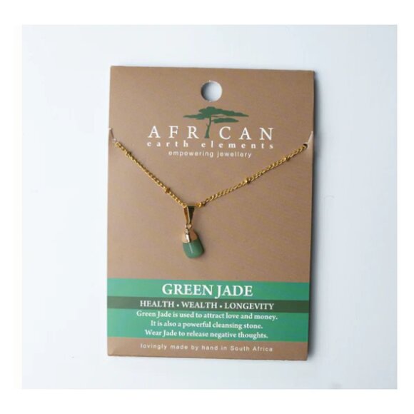 Green Jade Pendant Necklace Gold Plated Chain Hand Made NWT - Picture 1 of 3